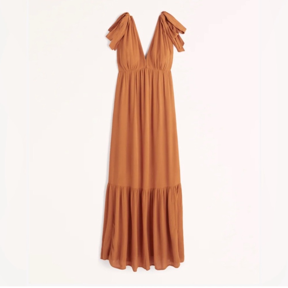 Tie-Strap Babydoll Midaxi Dress Abercrombie